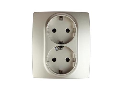 Изображение товара Розетка ЭРА 12-2104-04 2X2P+E Schuko IP20 шампань