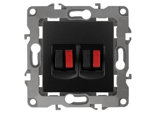 Изображение товара Двухгнездовая аудио розетка ЭРА 12-3112-05 антрацит скрытая монтаж