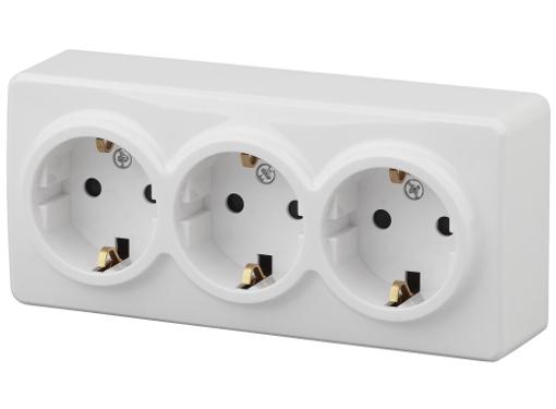 Изображение товара Розетка ЭРА 11-2208-01 Schuko на 3 гнезда 16A 250V белая