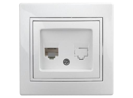 Изображение товара Розетка информационная RJ45 INTRO 1-303-01 белая скрытая установка