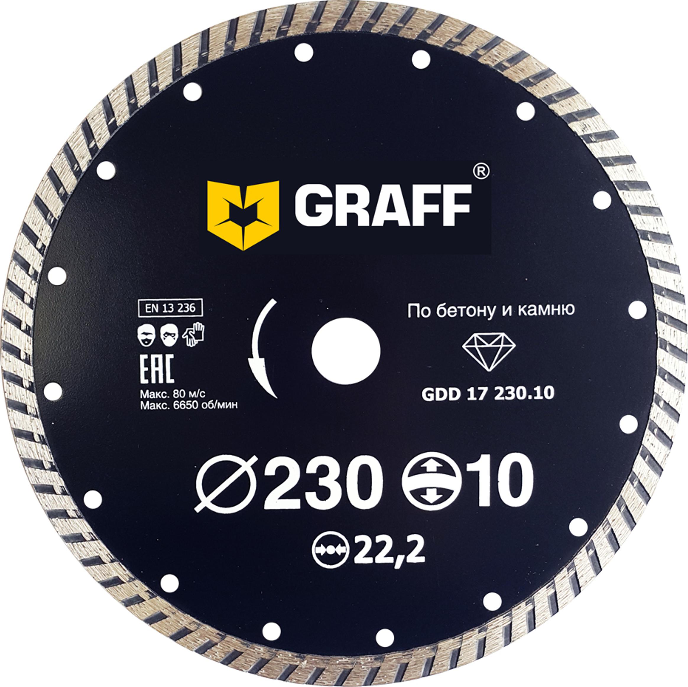 

Круг алмазный Graff (gdd 17 230.10) Ф230х22мм по бетону, (gdd 17 230.10) Ф230х22мм по бетону
