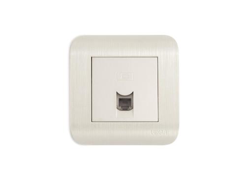 Изображение товара Розетка телефонная LUXAR Deco 10.048.01 с рамкой белая скрытая установка