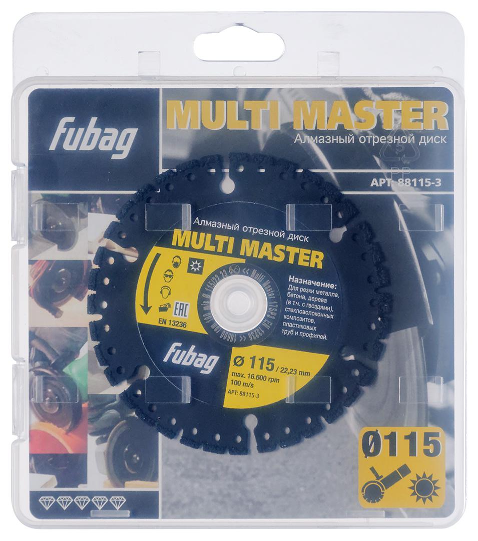 

Круг алмазный Fubag Multi master (88115-3) Ф115х22мм по бетону/металл/дерево, Multi master (88115-3) Ф115х22мм по бетону/металл/дерево