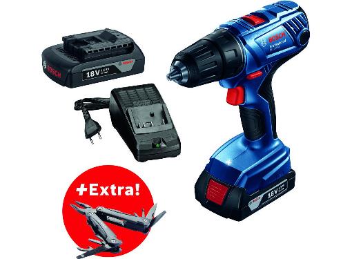 Изображение товара Аккумуляторная дрель BOSCH GSR 180-LI + Swiss Peak Multitool