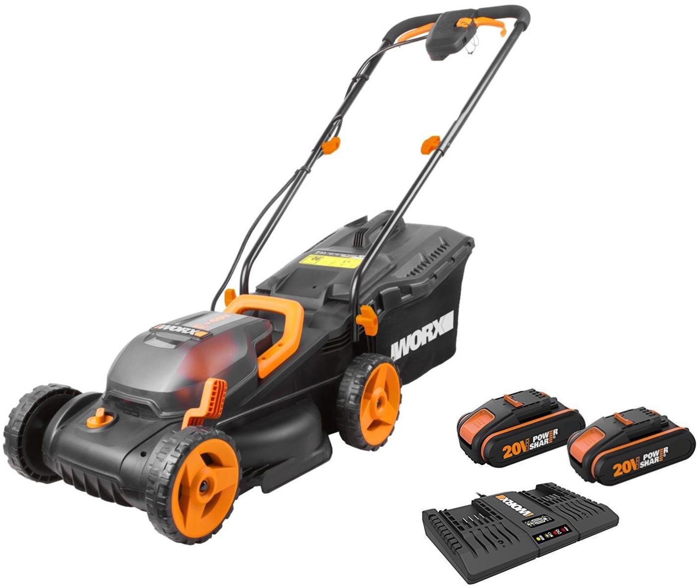 фото Аккумуляторная газонокосилка worx wg779e.1