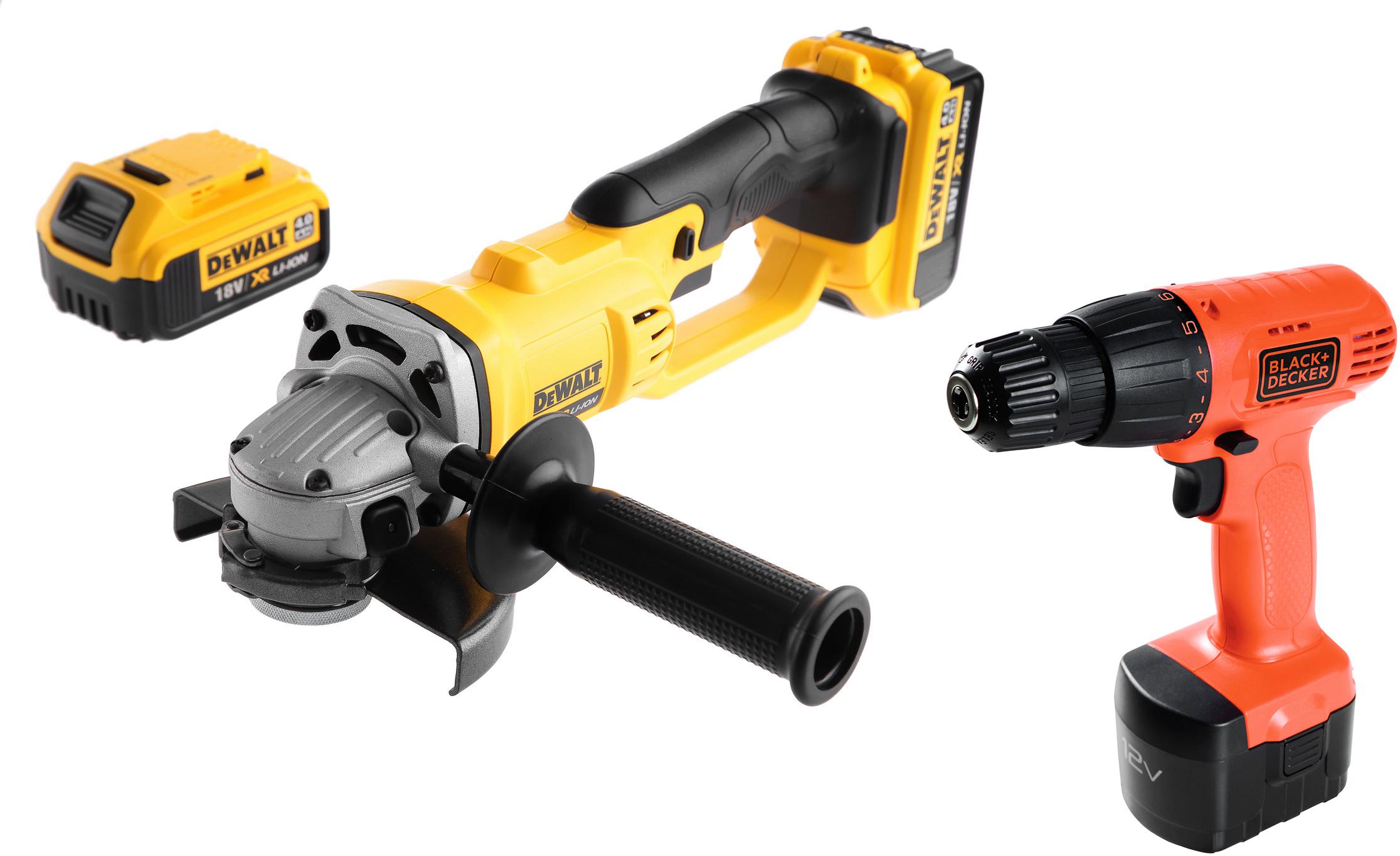 

Набор Dewalt УШМ (болгарка) dcg412m2 +Дрель аккумуляторная cd121k-ru