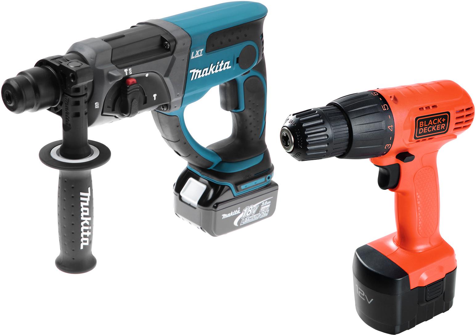 

Набор Makita Перфоратор dhr202rfe аккумуляторный +Дрель аккумуляторная cd121k-ru