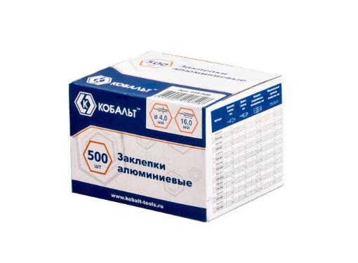 Изображение товара Заклепки вытяжные КОБАЛЬТ 4х16 мм алюминиево-стальные, 500 штук