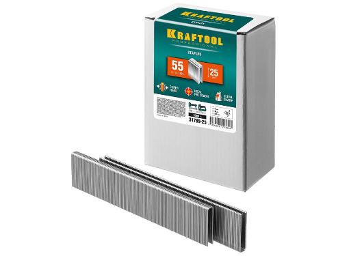 Изображение товара Скобы для степлера KRAFTOOL 31789-25 25 мм., тип 55, 5000 шт.