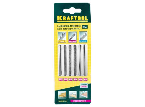 Изображение товара Набор полотен для лобзика KRAFTOOL 15348-H20_z01 20 шт высокая прочность точность