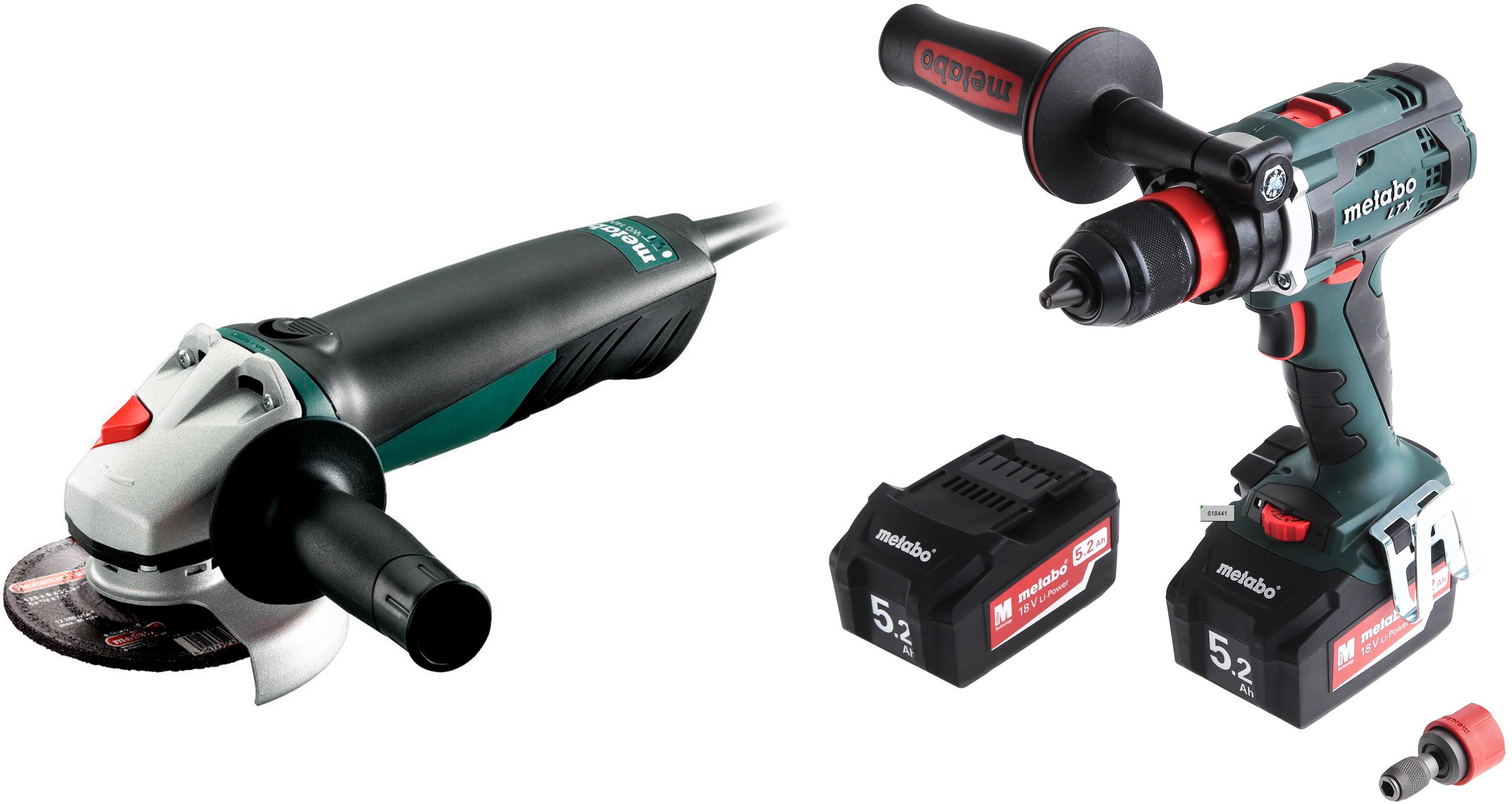 

Набор Metabo Дрель аккумуляторная bs 18 ltx quick new 5.2 (602193650) +УШМ (болгарка) wq 1400 (600346000), Дрель аккумуляторная bs 18 ltx quick new 5.2 (602193650) +УШМ (болгарка) wq 1400 (600346000)
