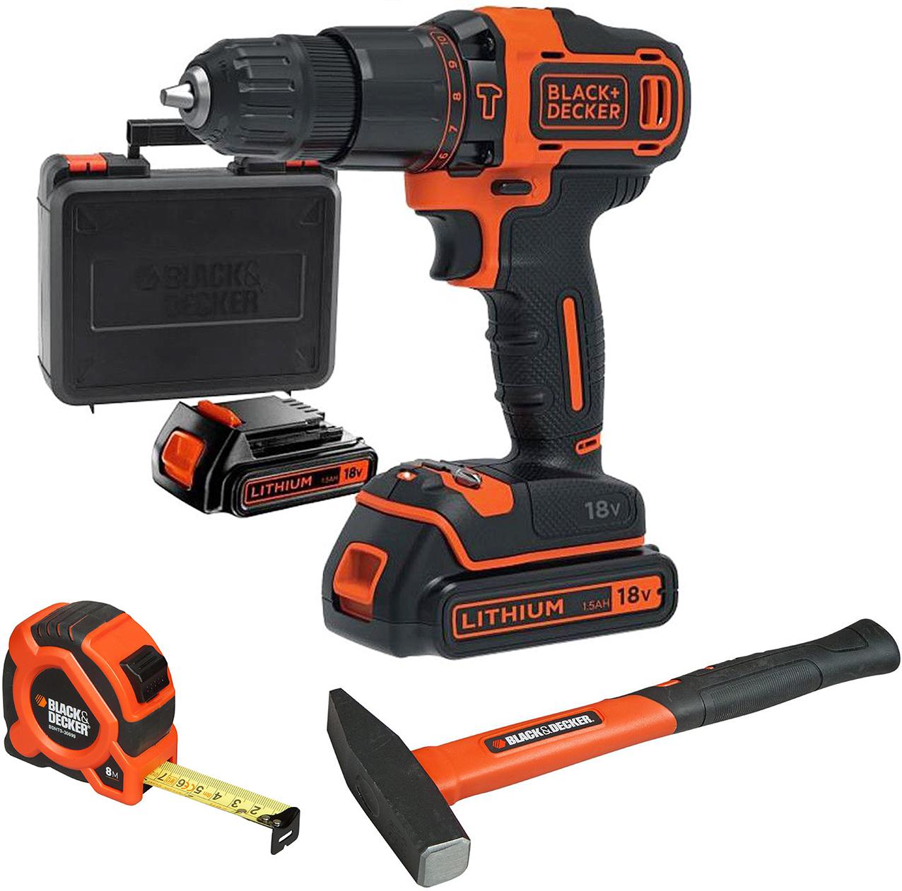 

Набор Black & decker Дрель аккумуляторная bdchd18kb-xk +Молоток слесарный bdht1-51243 +Рулетка bdht0-30099, Дрель аккумуляторная bdchd18kb-xk +Молоток слесарный bdht1-51243 +Рулетка bdht0-30099