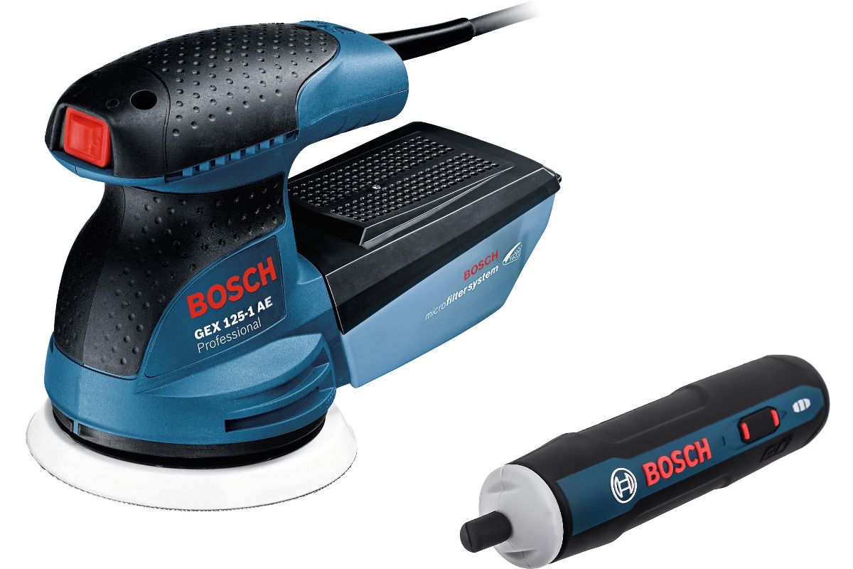 Эксцентриковая машина BOSCH Орбитальная (эксцентриковая) шлифмашина BOSCH  GEX 125-1 AE в кейсе (0601387501)+Power bank купить в Уфе по доступной  цене: характеристики и фото