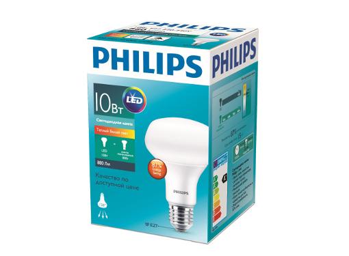 Изображение товара Светодиодная лампа PHILIPS 10 Вт E27 теплый свет для дома и офиса