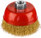Кордщетка MIRAX чаша 100мм для УШМ гофрированная латунированная сталь (35142-100)