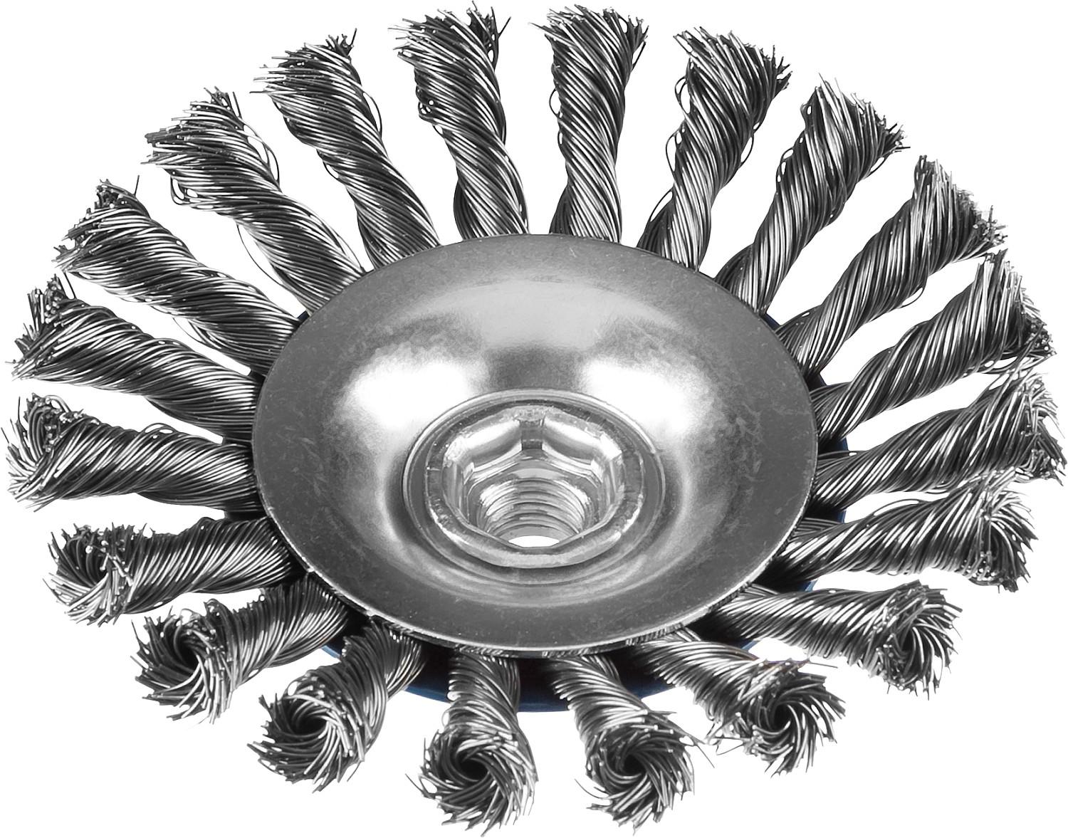 Кордщетка ЗУБР тарелка 115мм для УШМ витая сталь (35269-115_z02)