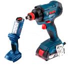 Изображение товара Аккумуляторный гайковерт BOSCH GDX 180-LI + фонарь GLI 18V 300 Изображение товара Аккумуляторный гайковерт BOSCH GDX 180-LI + фонарь GLI 18V 300