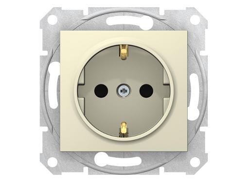 Изображение товара Розетка Schneider Electric Sedna с защитными шторками IP 20 бежевый