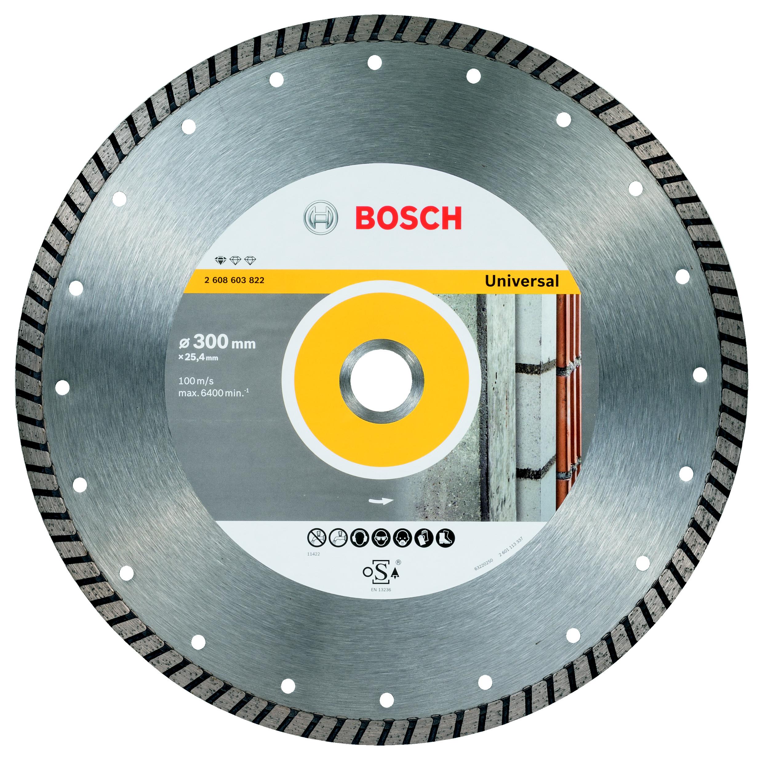 

Круг алмазный Bosch Ф300х25.4мм универсальный (2608603822 standard for universal turbo, Ф300х25.4мм универсальный (2608603822 standard for universal turbo)