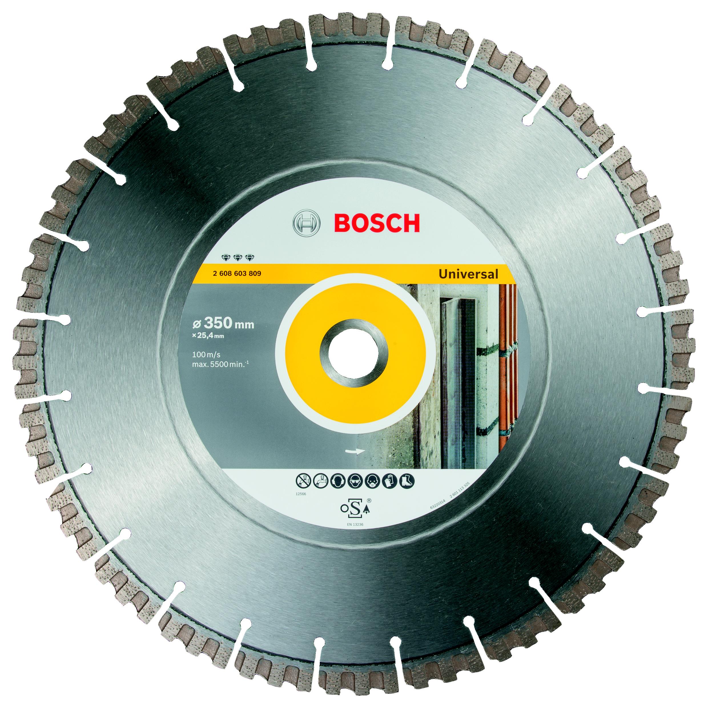 

Круг алмазный Bosch Ф350х25.4мм универсальный (2608603809 best for universal, Ф350х25.4мм универсальный (2608603809 best for universal)