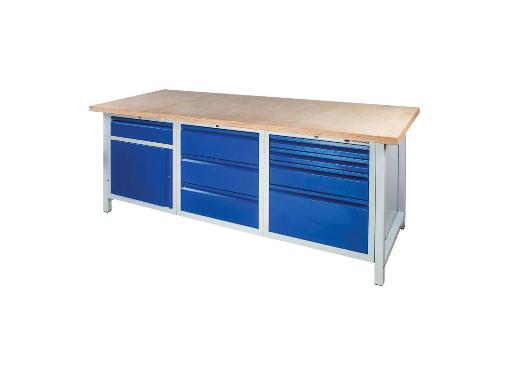 Изображение товара Столярный верстак Norgau RAL7035/5012 8 ящиков, 1 дверь, 2000х750х859 мм