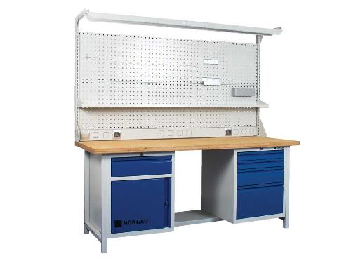 Изображение товара Верстак Norgau RAL7035/5012 2000х750х859мм с ящиками и панелями