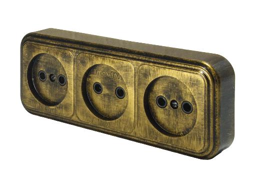 Изображение товара Розетка Duwi Palazzo 26425 5 трехместная бронза патина