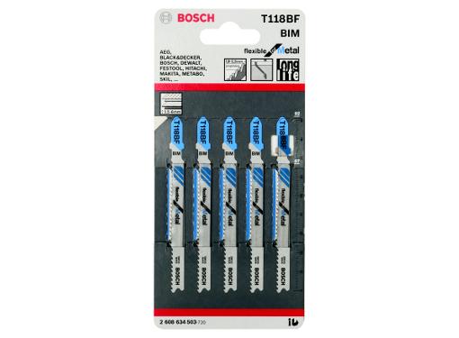 Изображение товара Пилки для лобзика BOSCH T118BF 92 мм 5 шт биметалл для металла
