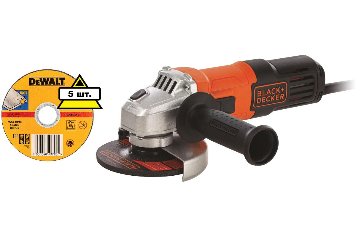 Набор Black & decker УШМ (болгарка) G650-RU +Круг отрезной 115х1.2х22  DT42240ZQZ 5шт. - цена, фото - купить в Москве, СПб и РФ