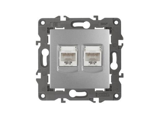 Изображение товара Розетка ЭРА 14-3108-03 2хRJ45 в алюминиевом цвете для скрытой установки