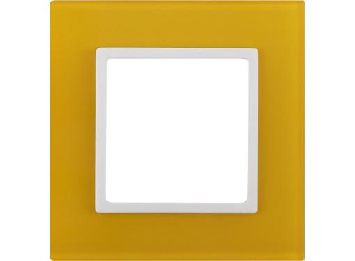 Изображение товара Рамка ЭРА 14-5101-21 для 1 поста стекло серия Elegance жёлтый белый