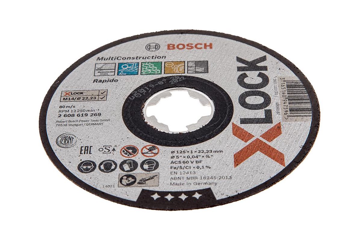 Круг отрезной Bosch 125 х 1 х X-LOCK мм 1шт (2608619269) - цена, видео,  фото - купить в Москве, СПб и РФ