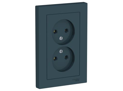 Изображение товара Розетка SCHNEIDER ELECTRIC ATLASDESIGN ATN000820 двойная изумруд без заземления IP20