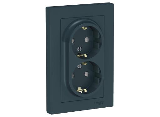 Изображение товара Розетка SCHNEIDER ELECTRIC ATLASDESIGN ATN000826 двойная изумрудная