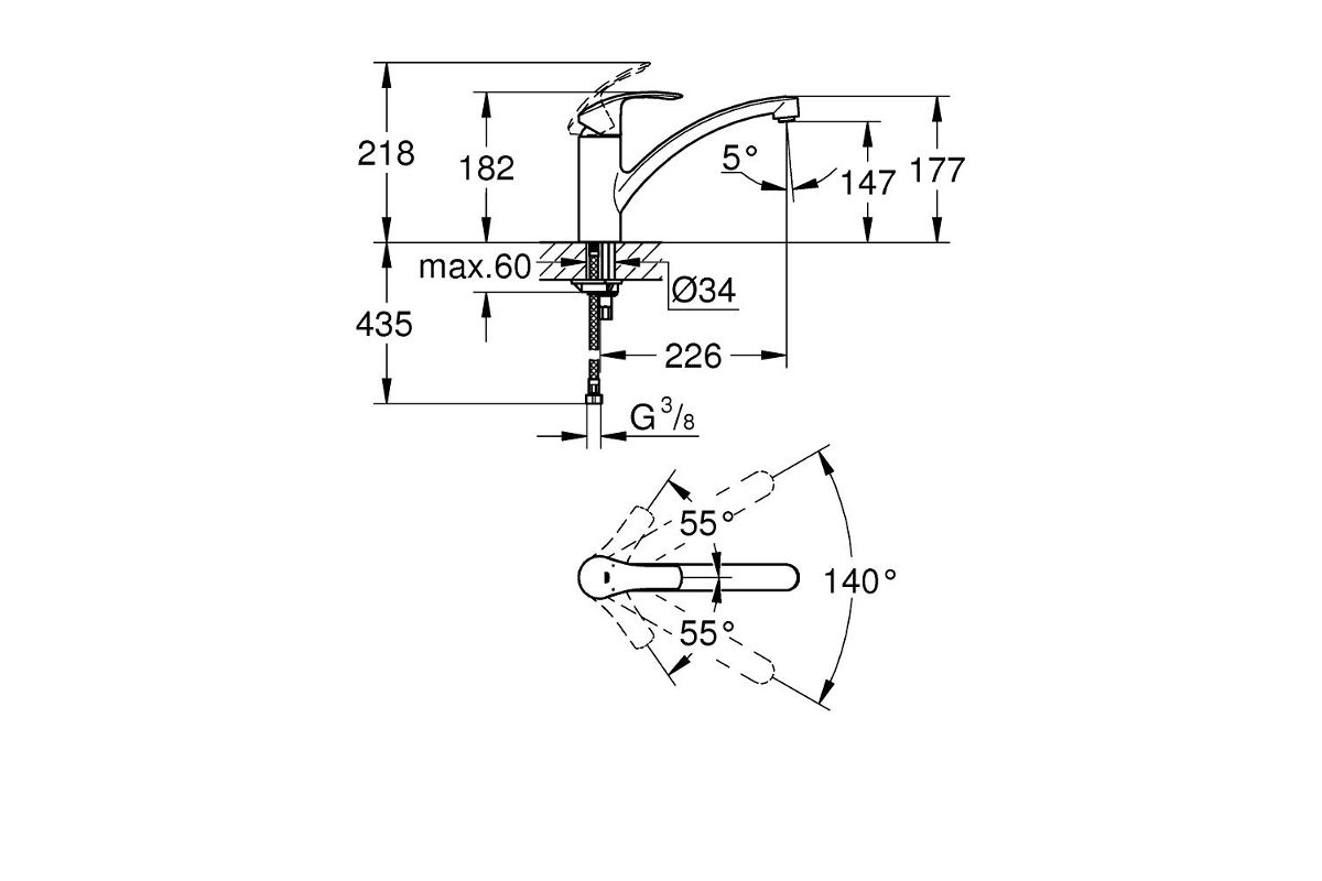 Смеситель для кухни grohe eurosmart cosmopolitan 30193000