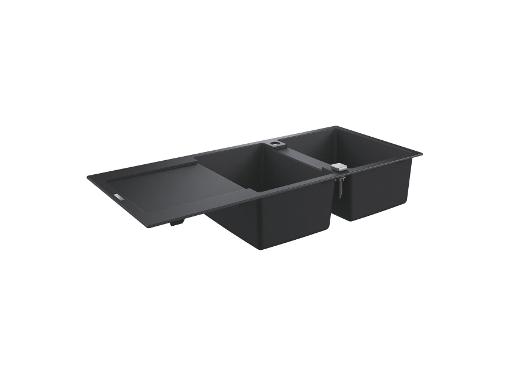 Изображение товара Композитная кухонная мойка GROHE K500 черный гранит двухчашевая 1160x500 мм