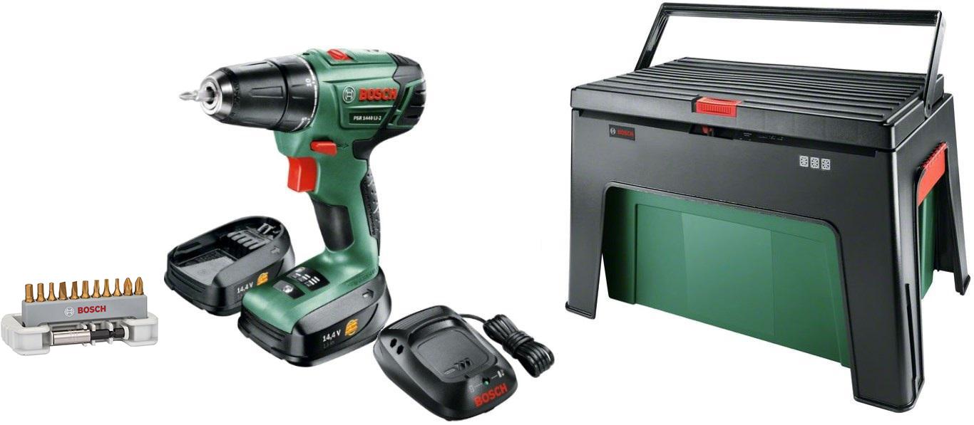 

Набор Bosch Дрель-шуруповерт psr 1440 li-2 + ящик workbox (06039a300d) +Набор бит max grip (2608522134), Дрель-шуруповерт psr 1440 li-2 + ящик workbox (06039a300d) +Набор бит max grip (2608522134)