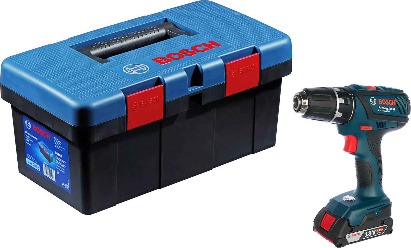 

Набор Bosch Дрель аккумуляторная gsr 18-2-li plus (0.601.9e6.120) +Ящик toolbox pro 1600a018t3, Дрель аккумуляторная gsr 18-2-li plus (0.601.9e6.120) +Ящик toolbox pro 1600a018t3