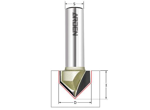 Изображение товара Фреза ARDEN 9.53 мм пазовая V-образная 12 мм для древесины и пластиков
