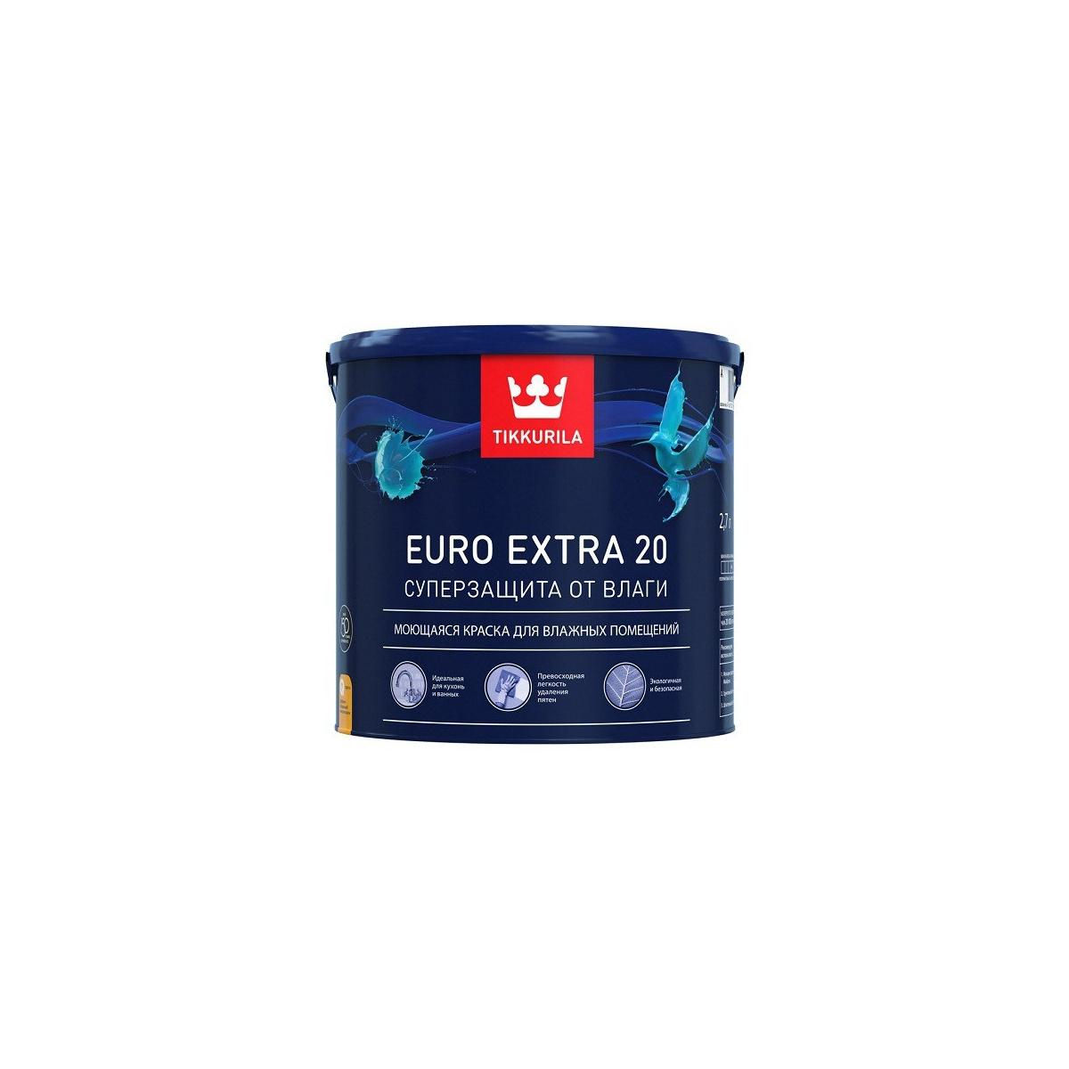 Краска euro extra. Краска для влажных помещений Euro Extra 20 с п/мат 2,7л. Tikkurila Euro Extra 20. Tikkurila Euro Extra 20 палитра. Краска для влажных помещений Тиккурила.