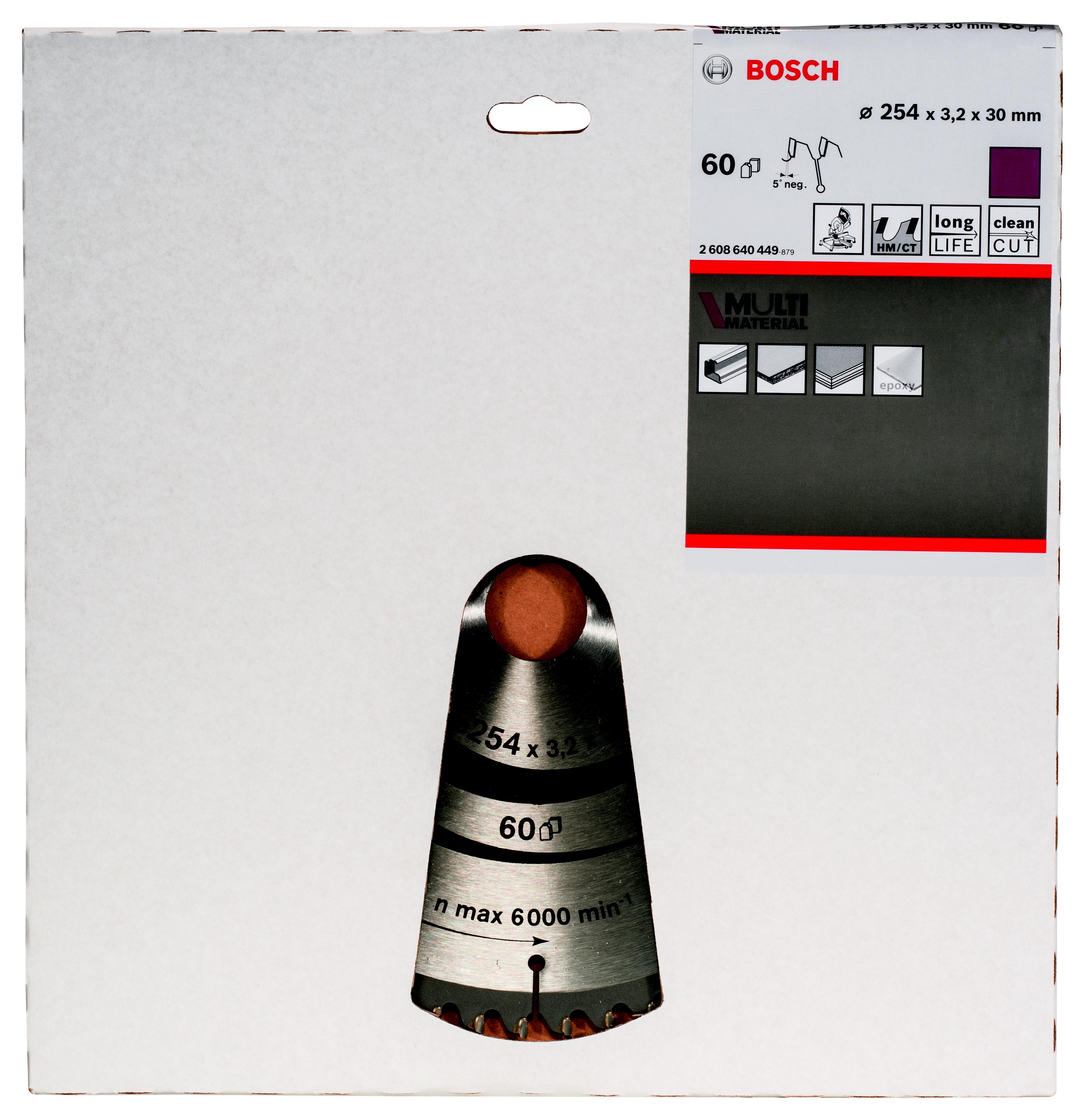 фото Диск пильный твердосплавный bosch ф254х30мм 60зуб. (multi material gcm 10 2608640449)