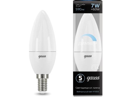 Изображение товара Светодиодная лампа свеча Gauss 7W E14 4100K