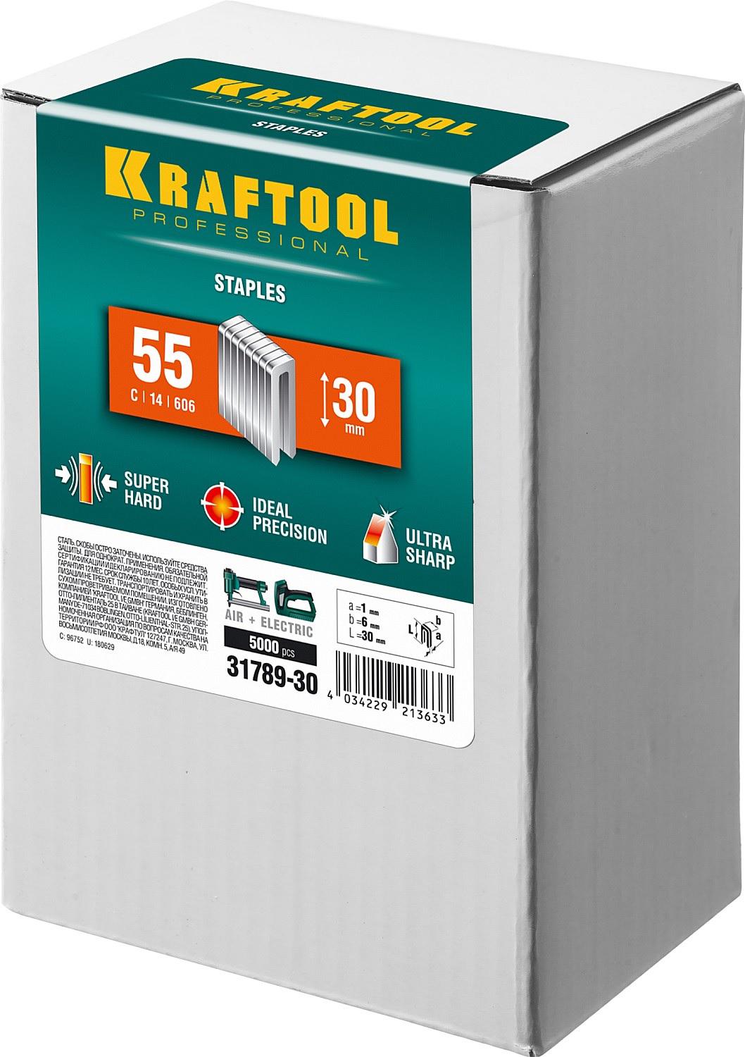 

Скобы для степлера Kraftool 31789-30 30 мм., тип 55, 5000 шт, 31789-30 30 мм., тип 55, 5000 шт.