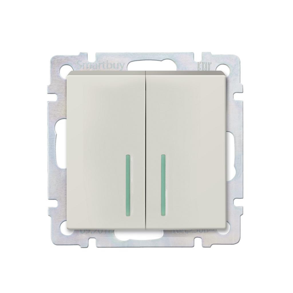 

Выключатель двойной с подсветкой Smartbuy Sbe-05i-10-sw22-1, Слоновая кость, Sbe-05i-10-sw22-1