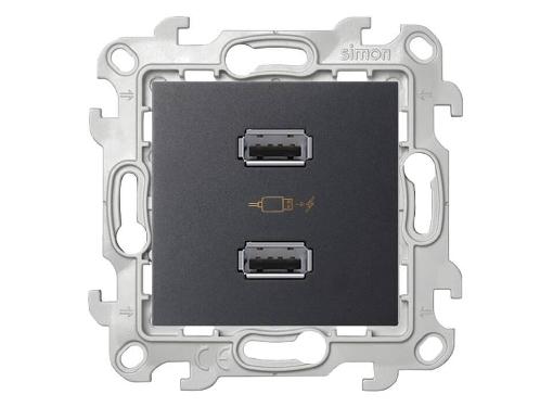 Изображение товара Зарядное устройство Simon 24 2хUSB графит 2.4А встраиваемое
