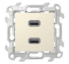 Изображение товара Коннектор Simon 2411090-031 USB розетка с 2 разъемами тип A слоновая кость
