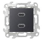 Изображение товара Розетка Simon 24 с 2 USB 2.0 тип A графит для монтажа в стену
