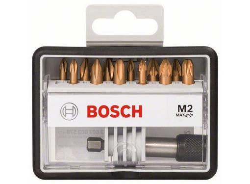 Изображение товара Набор бит BOSCH Robust Line Max Grip 12 шт. длиной 25 мм с кейсом и адаптером