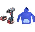Изображение товара Бесщеточный шуруповерт Bosch GSR 18 V-EC + толстовка BLUE