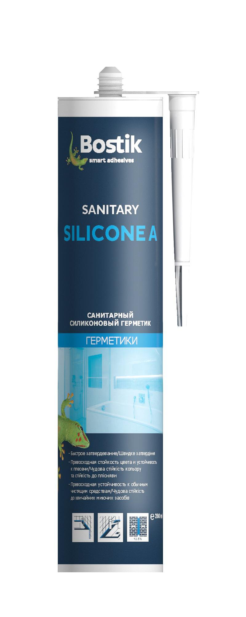 

Герметик силиконовый Bostik Sanitary silicone А белый 280 мл, Sanitary silicone А белый 280 мл